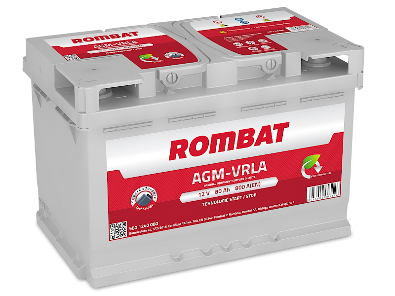 5801240080ROM Baterie ROMBAT AGM-VRLA 80 Ah Start-Stop ROMBAT 