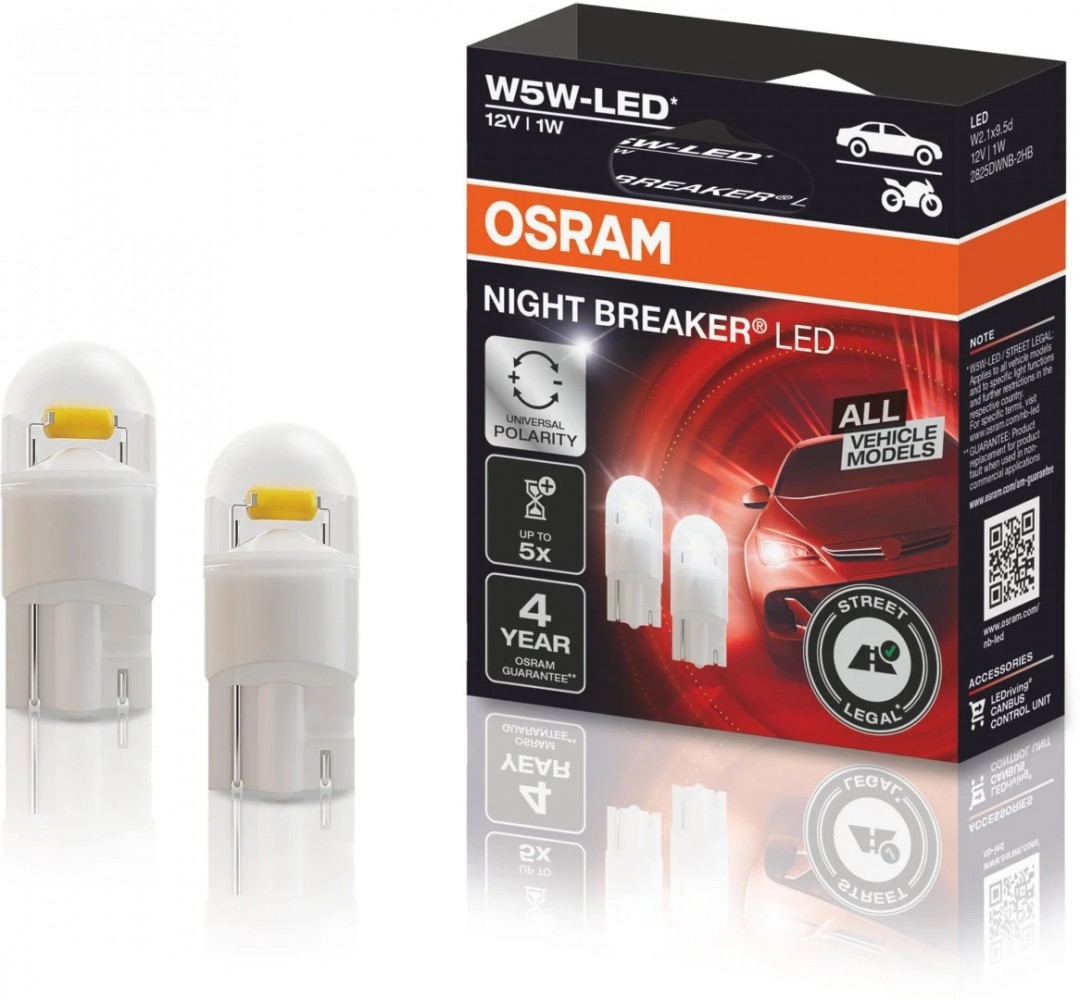 2825DWNB-2HFB Set 2 becuri NIGHT BREAKER LED W5W 1W 12V 2HFB OSRAM 